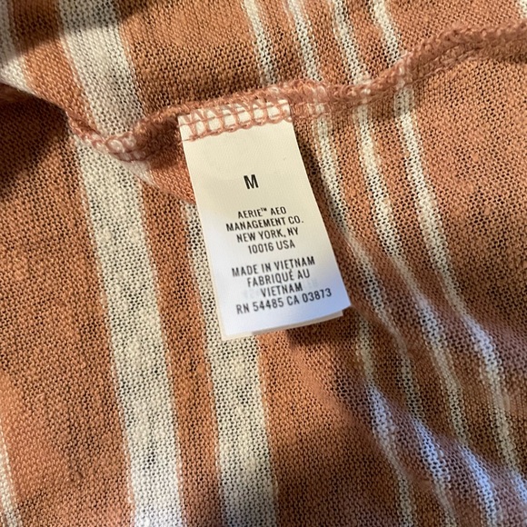 Aerie Distressed Peach Striped Short Sleeve Tee - Picture 7 of 9